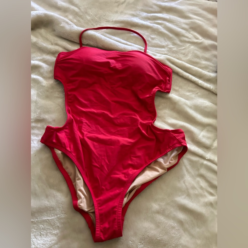 Cherry tomato red medium swimsuit from J Crew